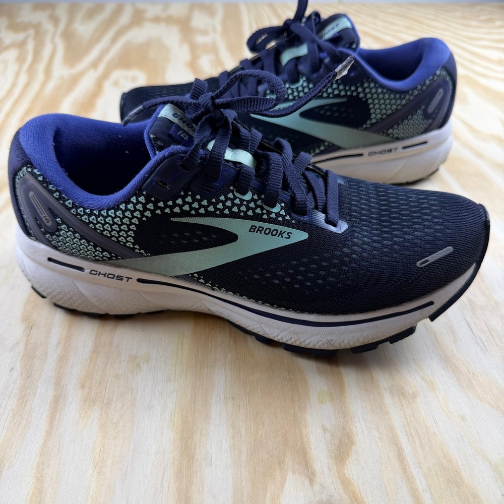 Brooks Ghost 14 Womens Running Shoes Navy Blue Teal 1203561B446 Size 7 B